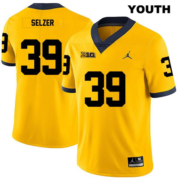 Youth NCAA Michigan Wolverines Alan Selzer #39 Yellow Jordan Brand Authentic Stitched Legend Football College Jersey GQ25Z42KH
